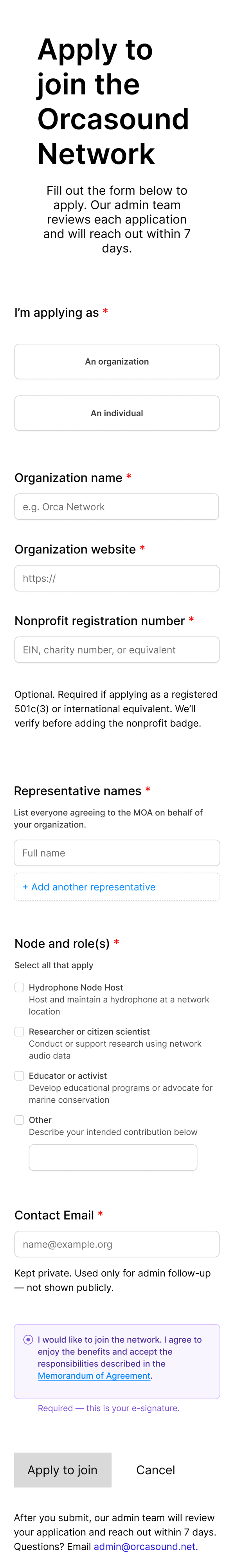 Application form mobile