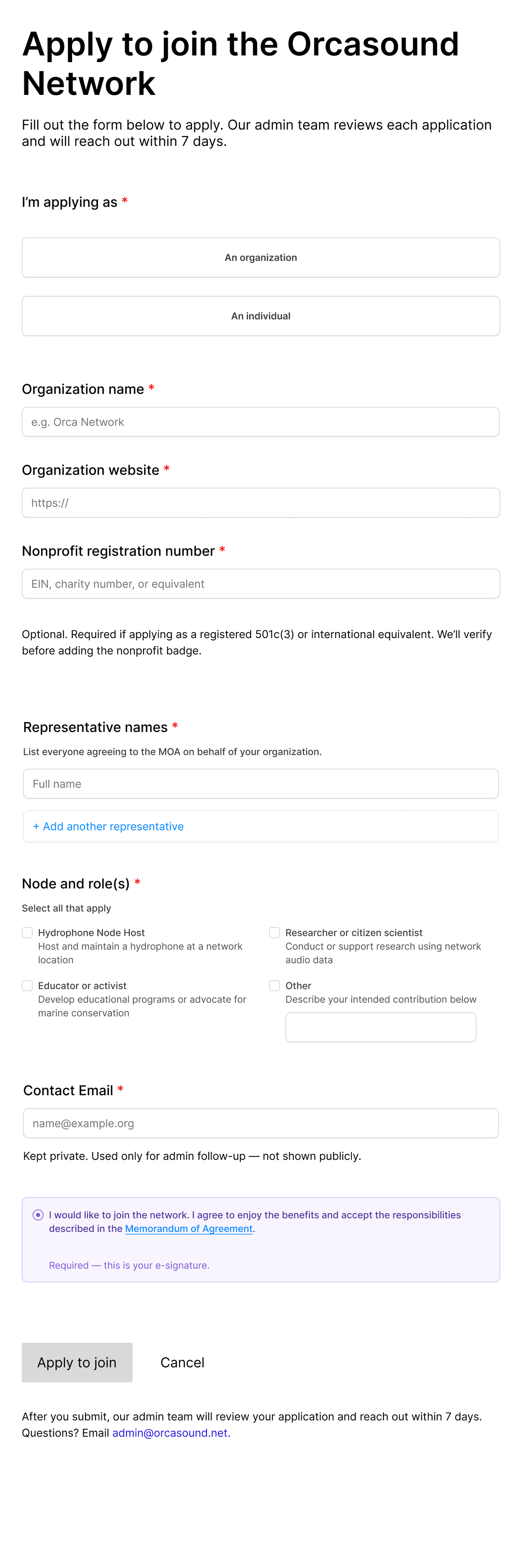 Application form tablet